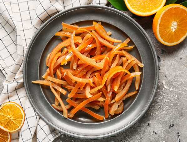 Plate full of candied orange peels